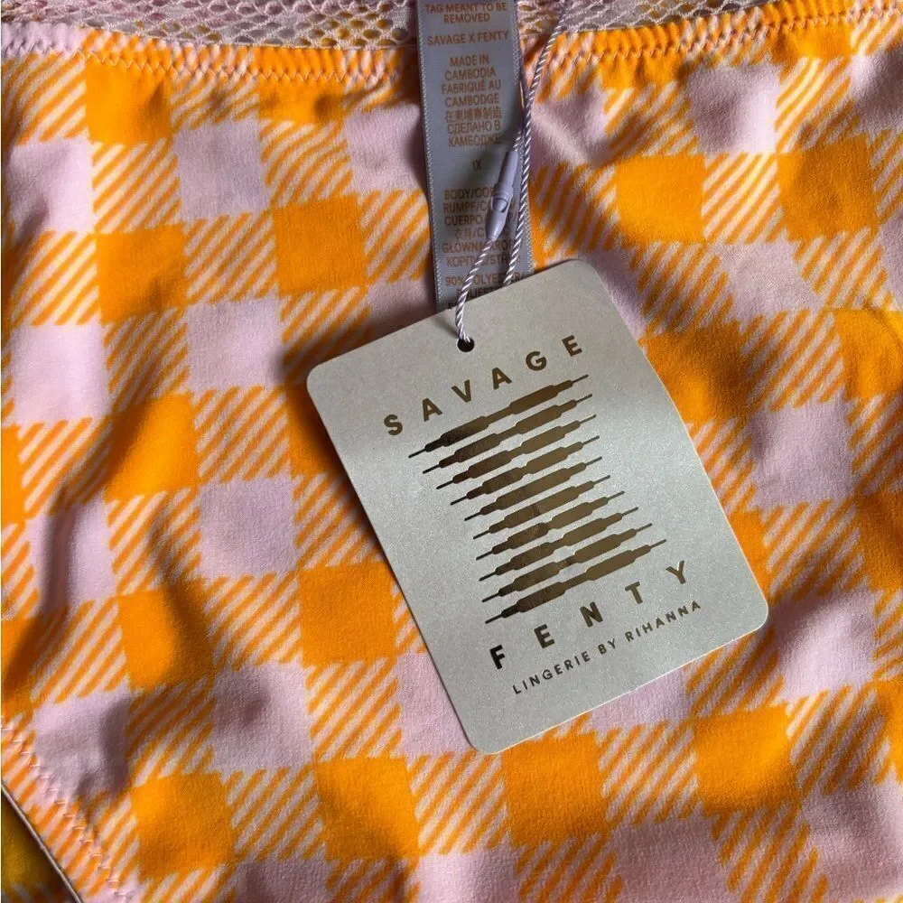 Savage X Fenty Orange Gingham Underwear with Side Ties